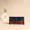Traditional Kutch Mashru Silk Leather Flap Clutch / Wallet 107