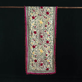 Ranihati Chanderi Silk Hand Embroidered Stole with Pom Pom 211