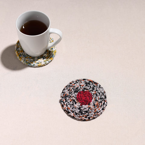  Upcycled Fabric Hand Braided Coaster 