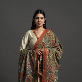 Green - mangalagiri cotton handpainted pen work kalamkari