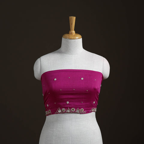 Zardozi Hand Embroidered Handloom Mul Chanderi Unstitched Blouse Piece 04
