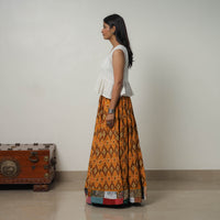 Orange - 24 Kali Cotton Pochampally Ikat Skirt with Border 22