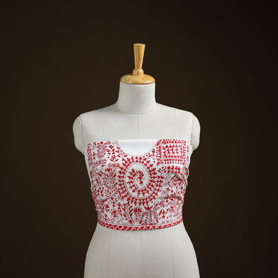 Bengal Kantha Hand Embroidered Cotton Blouse Piece 34