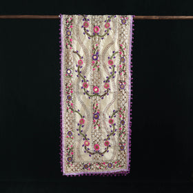 Ranihati Chanderi Silk Hand Embroidered Stole with Pom Pom 209
