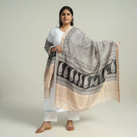 Grey - Traditional Maheshwari Silk Bagh Print Dupatta 22