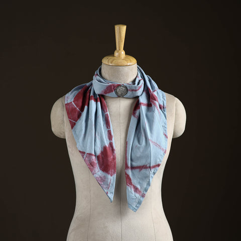 Shibori Tie-Dye Cotton Brooch Scarf 25