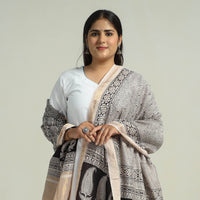 Grey - Traditional Maheshwari Silk Bagh Print Dupatta 22