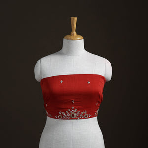 Zardozi Hand Embroidered Handloom Mul Chanderi Unstitched Blouse Piece 08