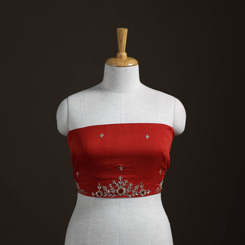 Zardozi Hand Embroidered Handloom Mul Chanderi Unstitched Blouse Piece 08