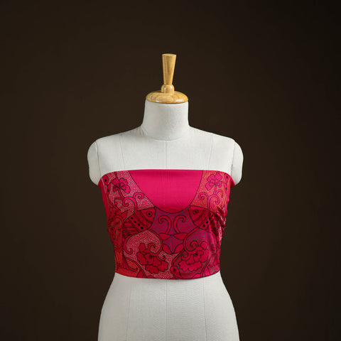 Pink - Bengal Kantha Hand Embroidered Cotton Blouse Piece 37