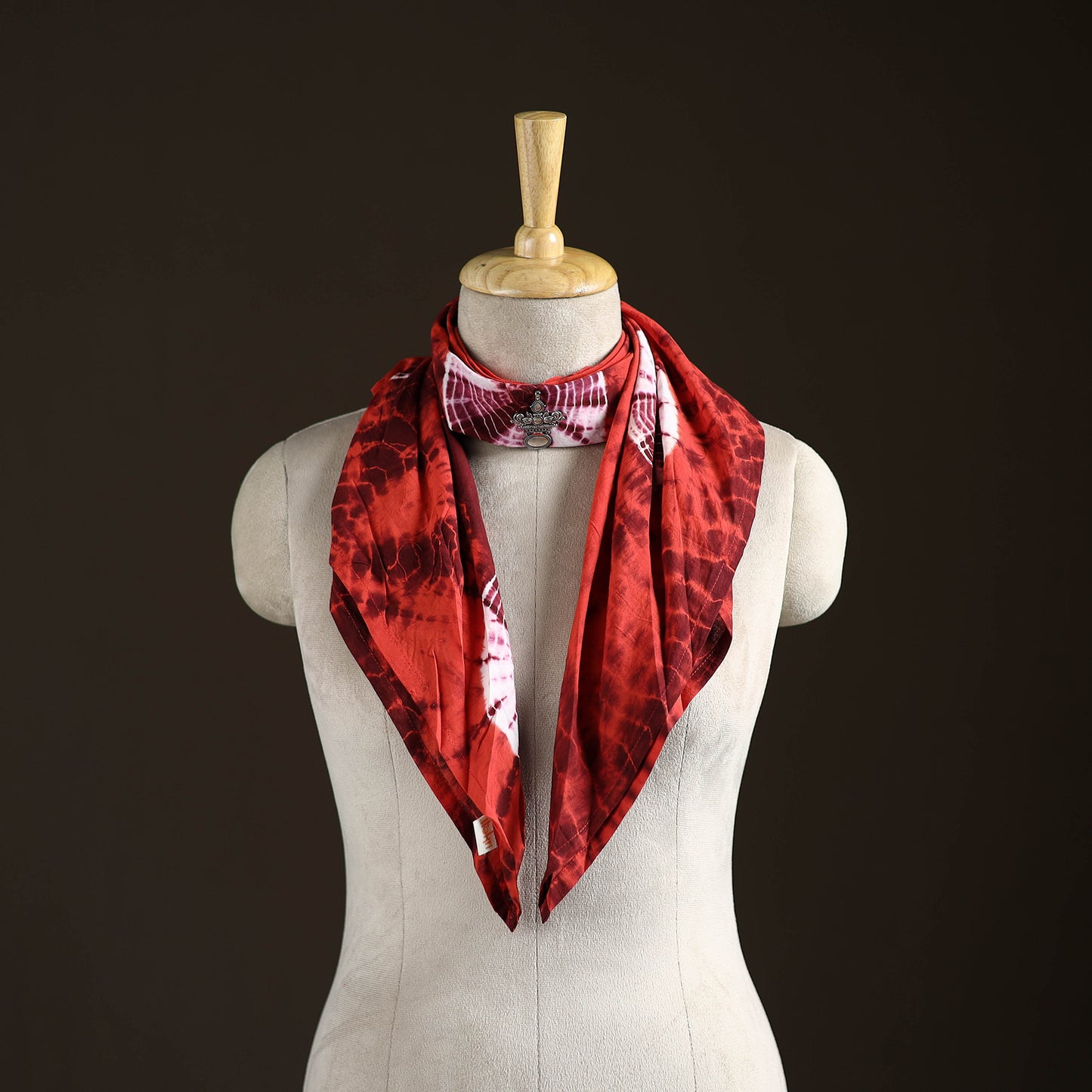 Shibori Tie-Dye Cotton Brooch Scarf 26