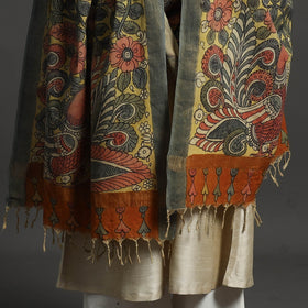 Yellow - mangalagiri cotton handpainted pen work kalamkari