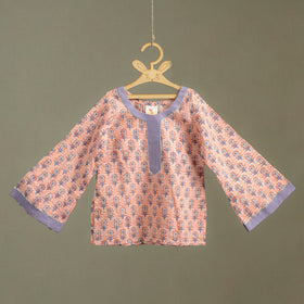 Girls Gota Work Floral Block Print Cotton Kurta with Sharara Set (3-4 Years) 22