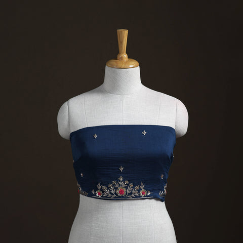 Zardozi Hand Embroidered Handloom Mul Chanderi Unstitched Blouse Piece 09