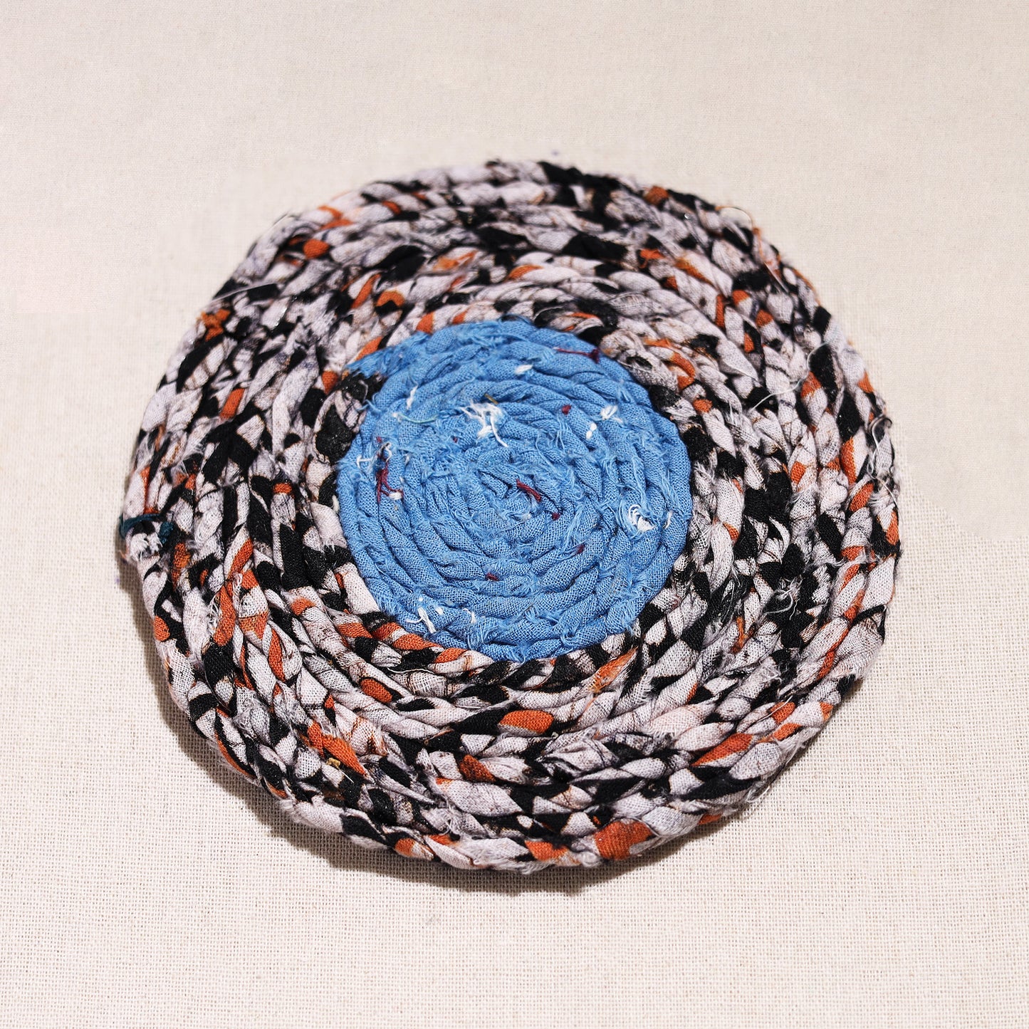 Upcycled Fabric Hand Braided Coaster 06