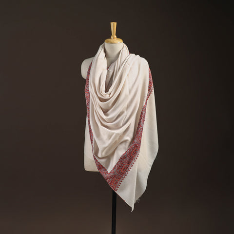 Sozni Hand Embroidery Merino Wool Handwoven Kashmiri Hashidar Pashmina Shawl 14