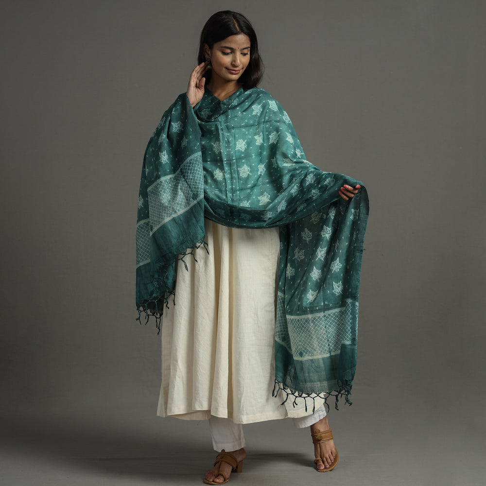 Shibori Tie-Dye Cotton Dupatta with Tassels 