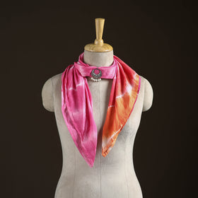 Shibori Tie-Dye Cotton Brooch Scarf 27