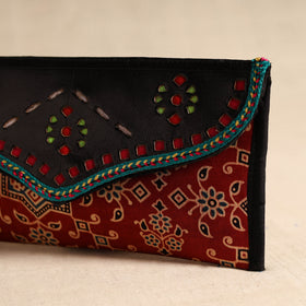 Traditional Kutch Mashru Silk Leather Flap Clutch / Wallet 108