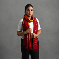 Red - Kutch Handwoven Bandhani & Shibori Woolen Stole 28