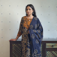 Batik Print Cotton Kurta with Palazzo & Dupatta Suit Set 07