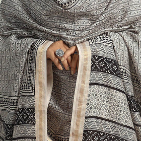 Black - traditional maheshwari silk bagh dupatta 24