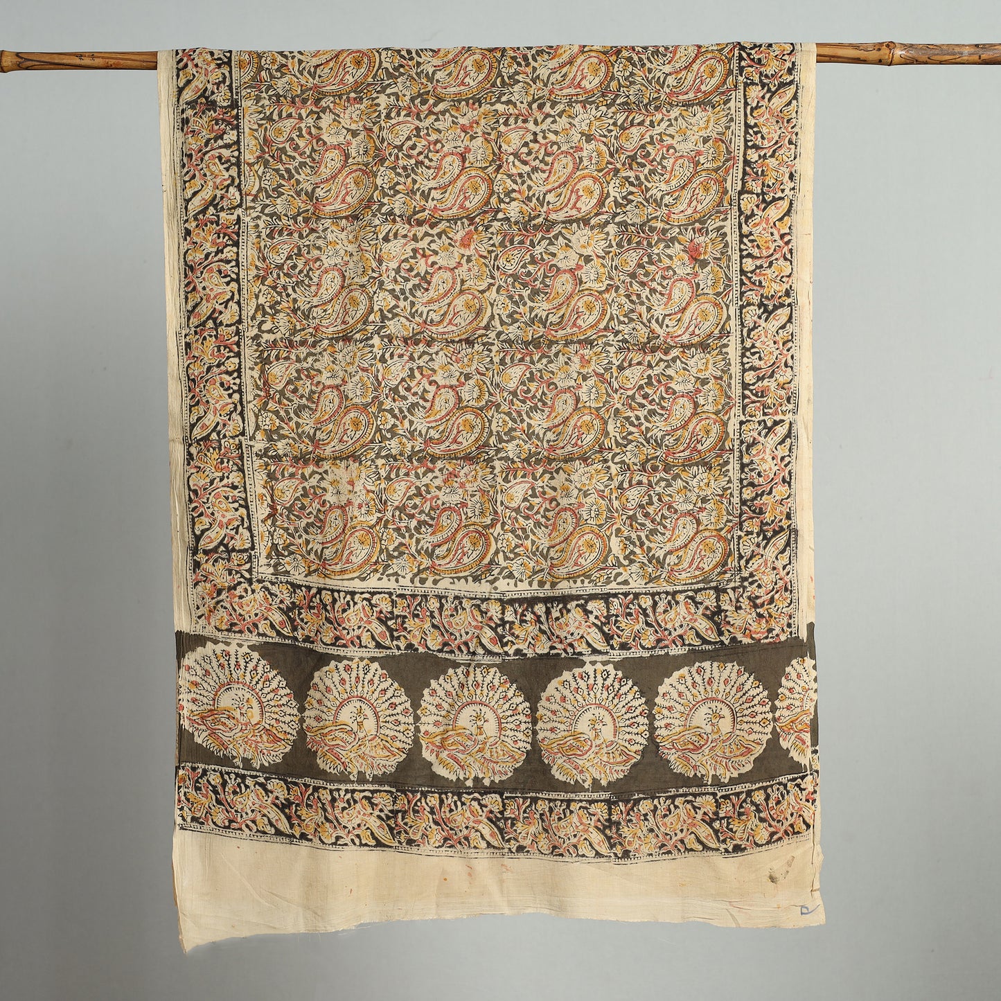 Brown - Kalamkari Block Printed Cotton Dupatta 134