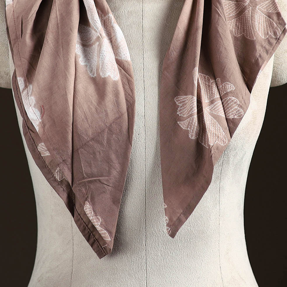 Shibori Tie-Dye Cotton Brooch Scarf 30