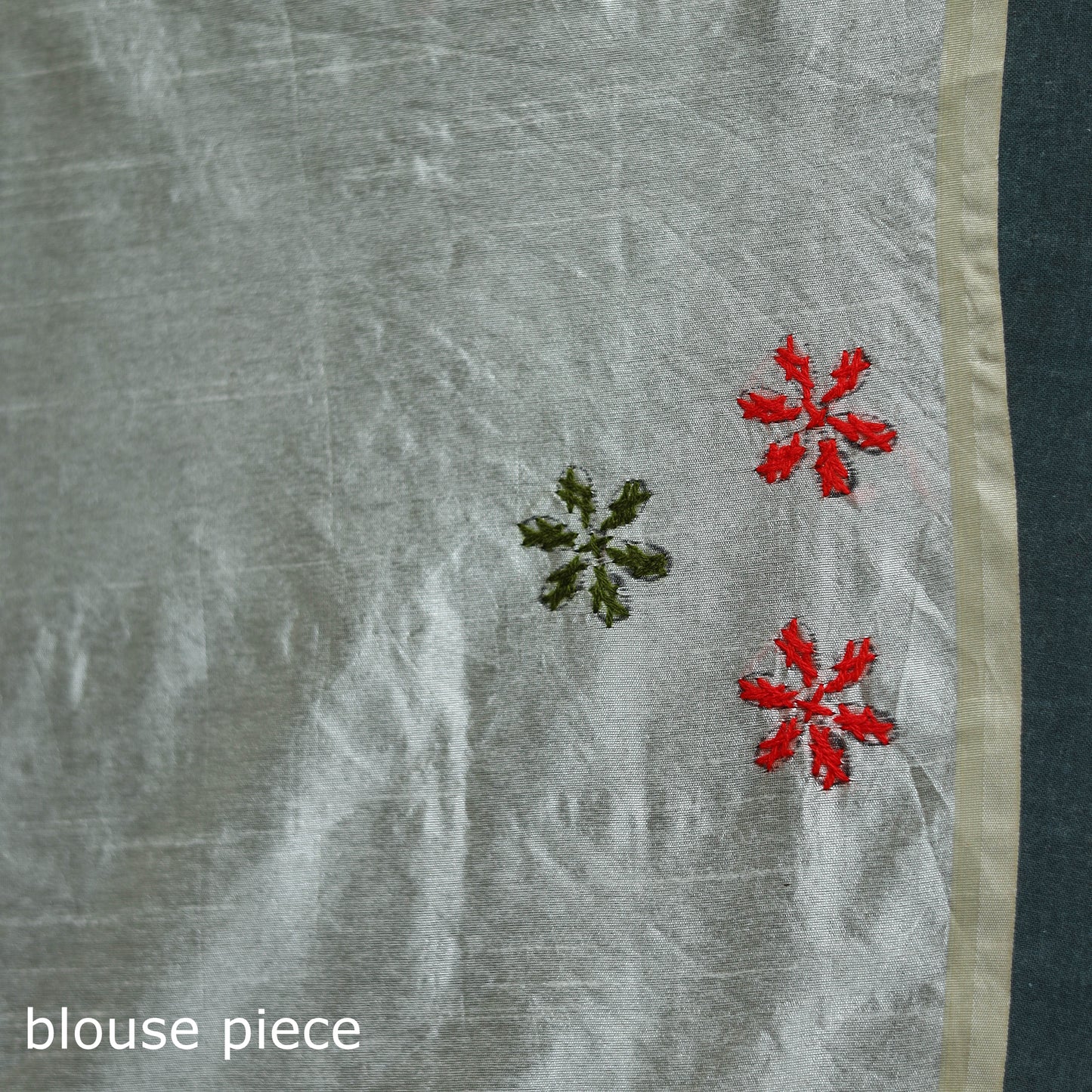 White  - Bengal Hand Embroidery Silk Nakshi Kantha Saree 06