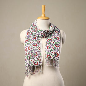 Multicolor - cotton sanganeri stole with tassels 198