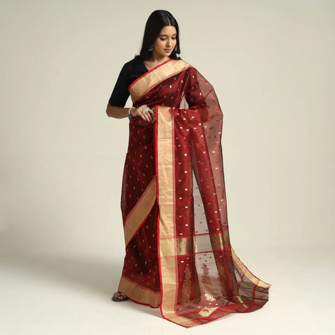 Chanderi Red Saree for Karwa Chauth -