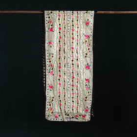 Ranihati Chanderi Silk Hand Embroidered Stole with Pom Pom 201