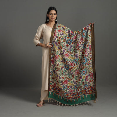 Bangalore Silk Srikalahasti Pen Kalamkari Dupatta 07