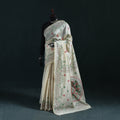 White - Bengal Hand Embroidery Silk Nakshi Kantha Saree 07