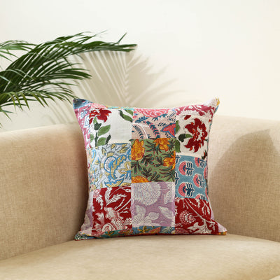  Multicolor Handcrafted Cotton Patchwork Cushion Cover