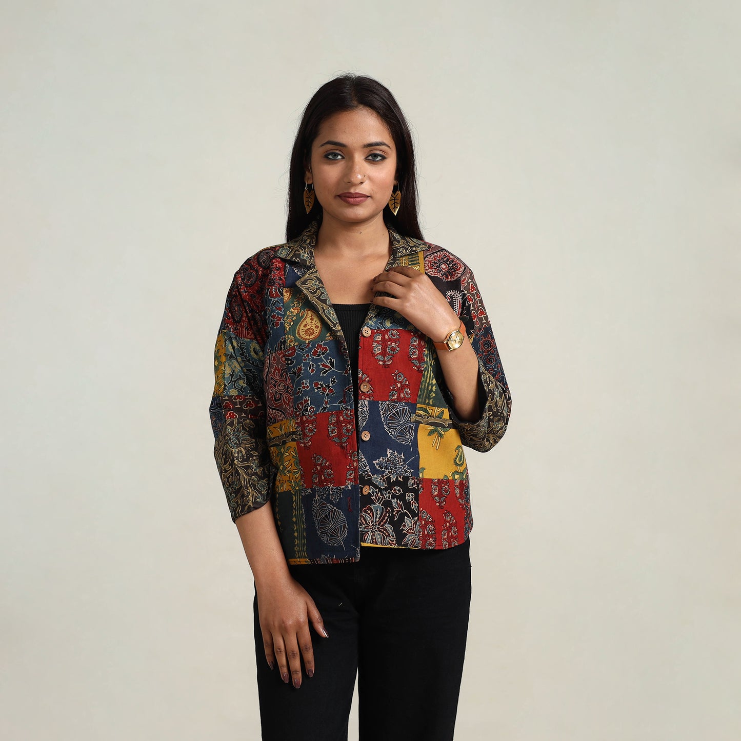 Patchwork Ajrakh Print Women's Jacket 04