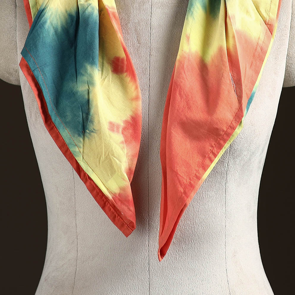 Shibori Tie-Dye Cotton Brooch Scarf 33