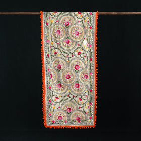 Ranihati Chanderi Silk Hand Embroidered Stole with Pom Pom 199