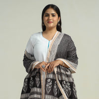 Black - Traditional Maheshwari Silk Bagh Print Dupatta 25