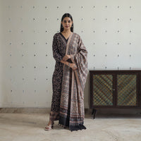 Black - Block Printed Cotton Ajrakh Kurta Set 03