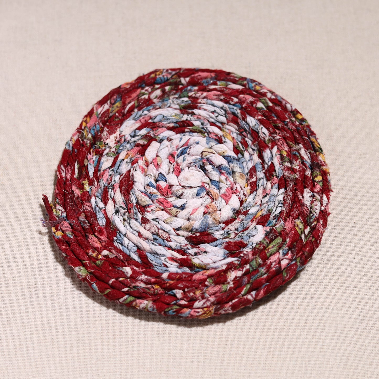 Upcycled Fabric Hand Braided Coaster 10