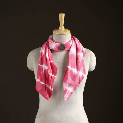 Shibori Tie-Dye Cotton Brooch Scarf 34