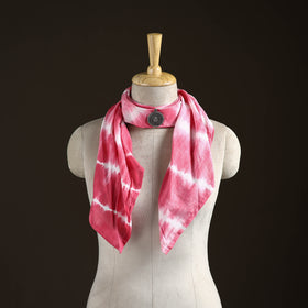Shibori Tie-Dye Cotton Brooch Scarf 34