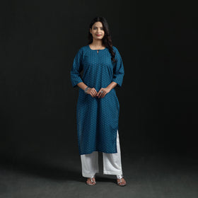 Jacquard Cotton Straight Long Kurta for Women 10