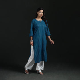 Jacquard Cotton Straight Long Kurta for Women 10