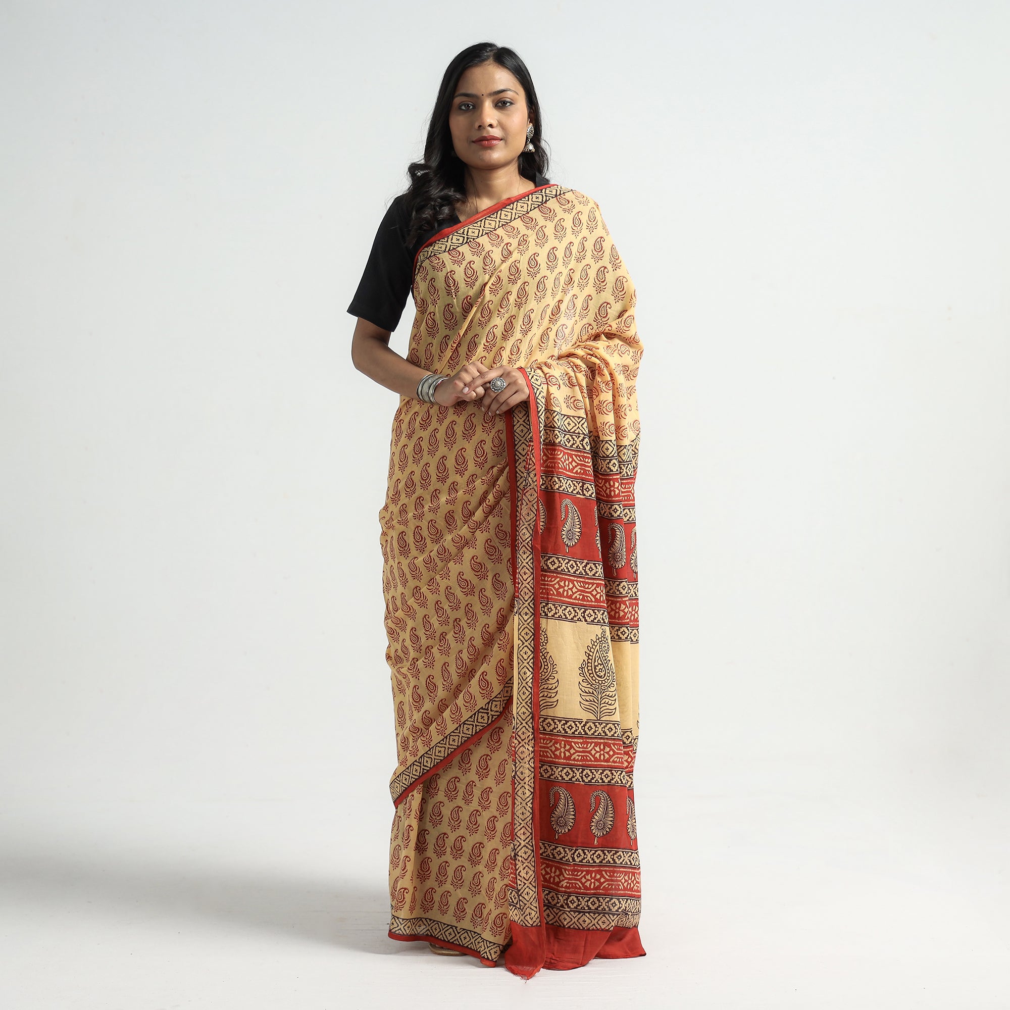 Buy UNNATI SILKS Women's Rajasthani Cotton Saree with Hand Block Prints and  blouse piece(UNM34614+Pink+Free Size) at Amazon.in