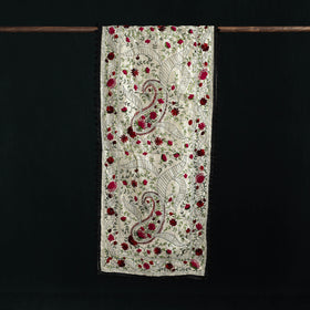 Ranihati Chanderi Silk Hand Embroidered Stole with Pom Pom 194