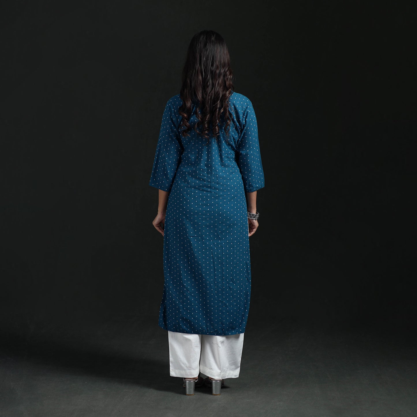 Jacquard Cotton Straight Long Kurta for Women 10