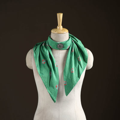 Shibori Tie-Dye Cotton Brooch Scarf 37