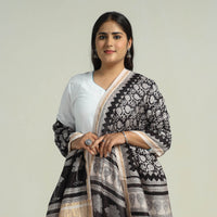 Black - Traditional Maheshwari Silk Bagh Print Dupatta 27